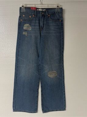 Levi’s Jeans Girls Wide Leg Pant Size 8 Distressed Colorful Thread Denim Medium
